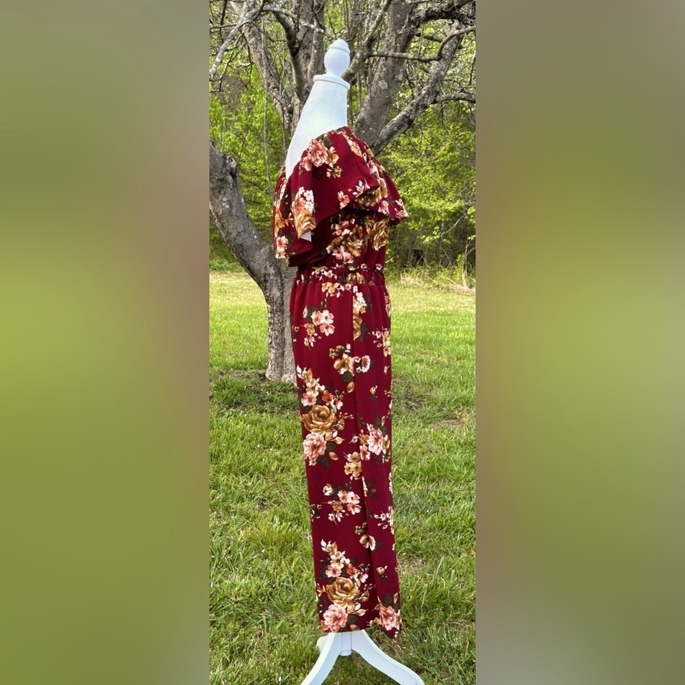 Altar'd State Women's Floral Print Jumpsuit Size Small Burgundy - Picture 2 of 7